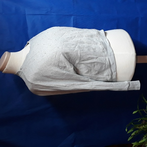 Gray Pearl Dazzled Sweat shirt top Jennifer Lopez - Picture 2 of 7